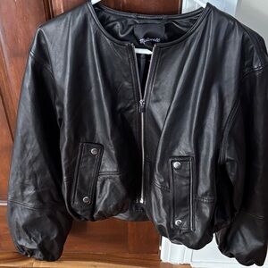Madewell Women's Classic Black Leather Jacket Sz M (New Without Tags)